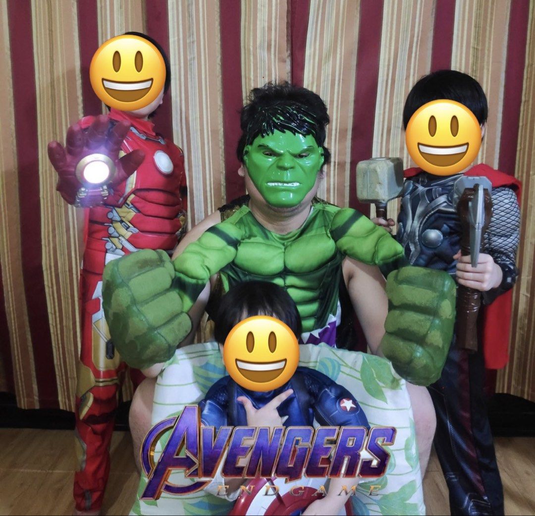 Marvel Avengers and Transformers Kids Costume Bundle (Category: Babies & Kids Fashion) located in San Jose del Monte. Submitted by preloveditems1230 (Listing ID 1470078430, Image 1). Description: - Take all for only ₱1,800.00 - All items were US bought (original) - Set of 5 superhero and transformer costumes for kids - Includes Captain America, Iron Man, Hulk, Thor, and Bumblebee with matching mask - Ideal for Halloween, dress-up parties, and act
