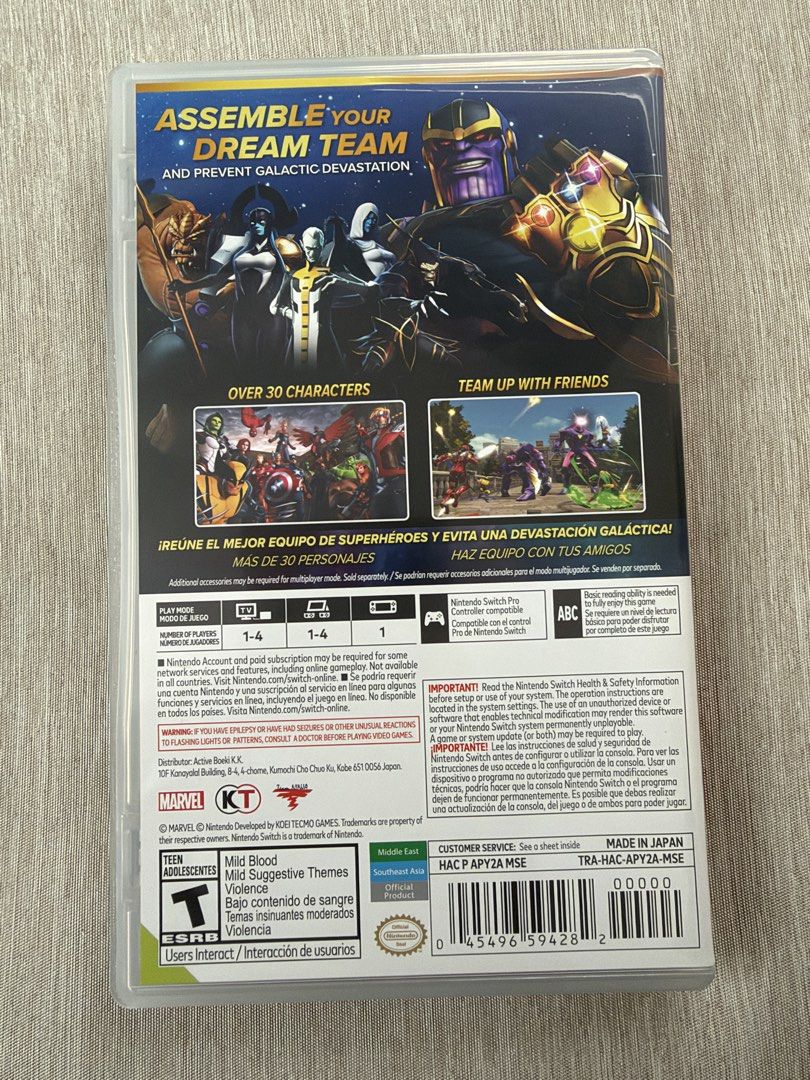Marvel Ultimate Alliance 3 The Black Order Nintendo Switch (Category: Nintendo) located in Muntinlupa City. Submitted by jrl030 (Listing ID 1470118722, Image 2). Description: - Game: Marvel Ultimate Alliance 3 (Nintendo Switch) - Roster: Over 30 playable Marvel characters (Avengers, Guardians of the Galaxy, X-Men) - Multiplayer: Up to 4 players (local and online options) - Condition: Physical cartridge in original case with cover art and insert .
