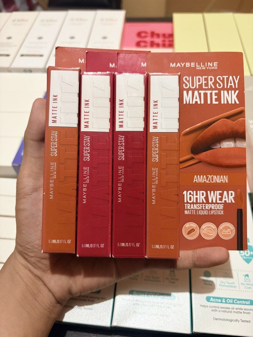 Maybelline Superstay Matte Ink — 3 pcs ✦ (Category: Makeup) located in San Mateo. Submitted by chrstian1 (Listing ID 1470107035, Image 1). Description: Maybelline Superstay Matte Ink — 3 pcs ✦ SRP: ₱469 → ₱239 ✦ Shades: Amazonian (1 pc) • Ruler (2 pcs) .
