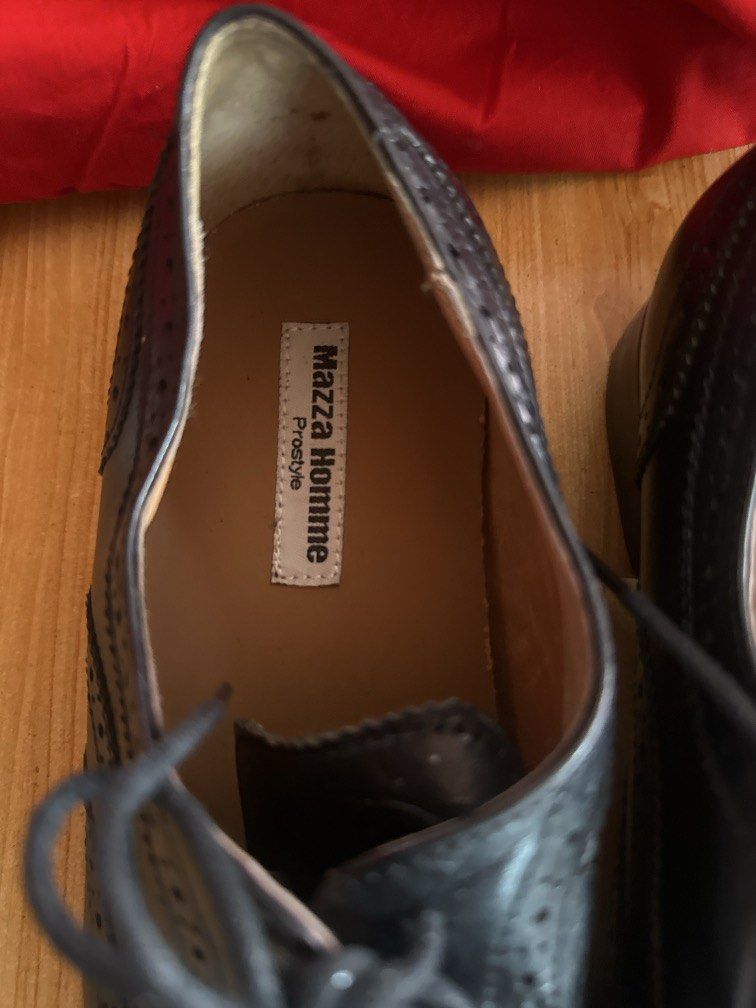 Mazza homme (Category: Casual Shoes) located in Caloocan City. Submitted by hariel_beverly_onlineshop (Listing ID 1470023878, Image 3). Description: • Brand/Collection: Mazza Homme — Prostyle Line. • Design Style: Full brogue detailing with a traditional wingtip W-shaped toe cap and decorative perforations. • Construction: Classic lace-up silhouette, featuring genuine leather uppers, internal lining, and built-in latex or foam cushioning for comf