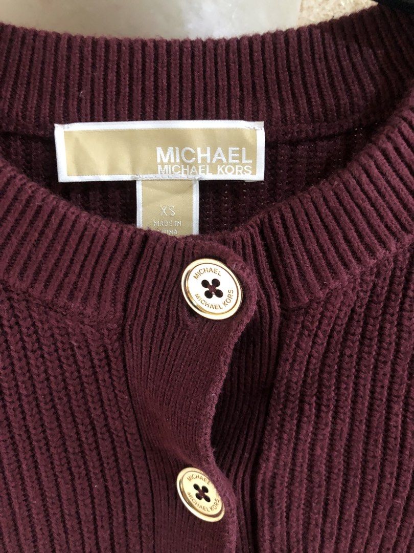 MICHAEL KORS CARDIGAN (Category: Others Tops) located in Santa Rosa. Submitted by eceldg05 (Listing ID 1469992087, Image 3). Description: MICHAEL KORS CARDIGAN/TOP KNITTED Xs-medium fit Burgundy Bnw cond.