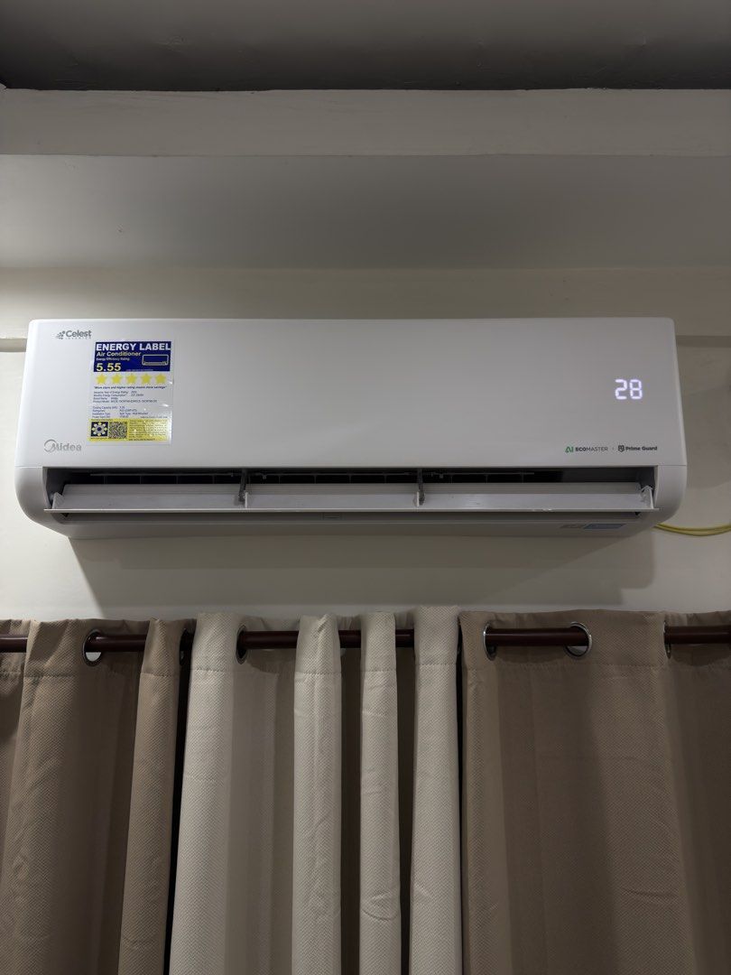 for sale: midea celest inverter split type aircon, 2.0hp (Category: Air Conditioning and Heating) located in Manila. Submitted by aeonskye (Listing ID 1469981393, Image 2). Description: for sale: midea celest inverter split type aircon, 2.0hp bought for PHP 33,500.00 selling for PHP 24,000.00 rfs: moving out • bought april 29, 2026, barely used • everything fully working, no issues • outdoor unit installed sa covered terrace, never exposed to rai