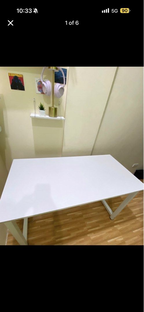 Minimalist White Study Office Desk Table (Category: Office Furniture & Fixtures) located in Caloocan City. Submitted by bibyanieee (Listing ID 1470104983, Image 1). Description: Selling my large and sturdy computer/gaming table. Perfect for a PC setup, gaming, work-from-home, studying, or general use. -Size: 120 × 74 × 60 cm (120cm length × 74cm height × 60cm depth) -Spacious tabletop -Sturdy and durable -Good for PC/gaming setup -Can fit monitor