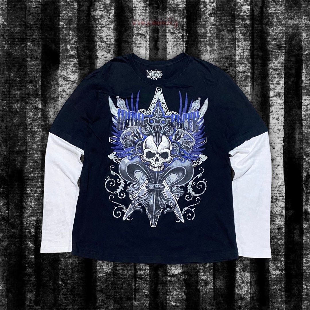 MMA Elite Long Sleeve Graphic Tee (Category: Activewear) located in San Jose. Submitted by riosnothere (Listing ID 1470050710, Image 1). Description: 𖤐 ‧₊⠄mma elite ⤷ L: 28” W: 21” note: - handwashed (ready to wear) - color may slightly vary due to lighting - pm for dimes/issues.