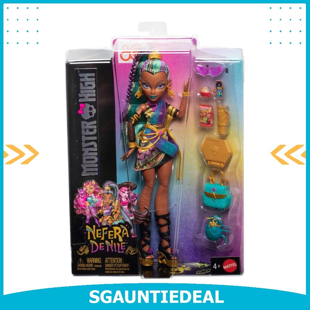 Monster High Nefera De Nile Doll Royal Mummy in Dress with Pet Scarab ...