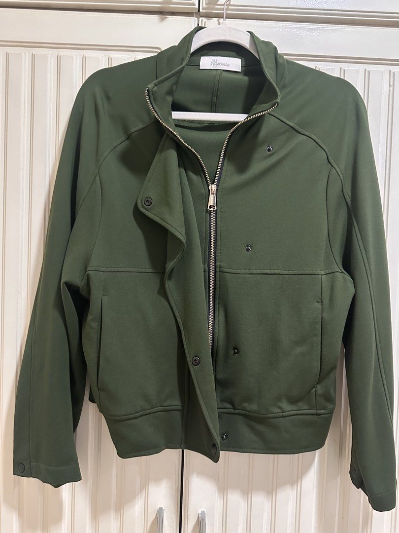 Mosaic Jared Zipped Jacket (Category: Coats, Jackets and Outerwear) located in Quezon City. Submitted by aurora.borealis.11 (Listing ID 1469980788, Image 2). Description: Used once. No flaws. Fabric - Punto Cotton Size - See 3rd pic. The Jared Zipped Jacket features an asymmetric front flap secured with durable metal snaps and a high neck design. The long sleeves provide enhanced coverage, making it suitable for transitional weather. This jacket 