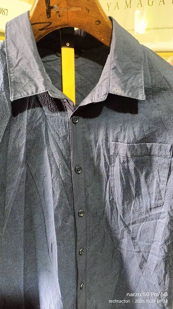 Mountia Navy Blue Short Sleeve Shirt (Category: Shirts) located in Santo Tomas. Submitted by pickers_corner (Listing ID 1469999419, Image 2). Description: MOUNTIA Trecking polo quick dry stretch fabric size M dime 20x27 excellent condition - Brand/Item: Mountia Dark Blue Short Sleeve Button-Up Shirt - Size: 095 (Medium) - Material & Fabric: Lightweight polyester blend with a textured pattern and small ventilation holes for maximum breathability -