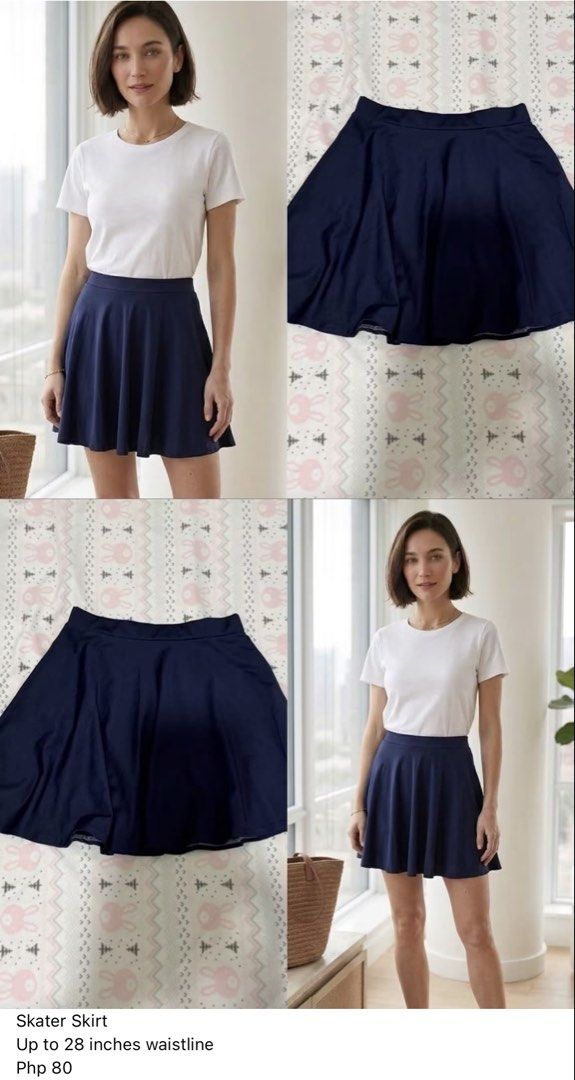 Navy Blue Skater Skirt (Category: Skirts) located in Santa Rosa. Submitted by pauiofficial (Listing ID 1470049213, Image 1). Description: - Color: Classic Navy Blue - Style: High-waist, simple flared skater skirt - Sizing: Fits up to 28 inches waistline - Versatility: Easy to style with basic white tees or casual tops - Mode of Payment: GCash, Maya or Maribank.