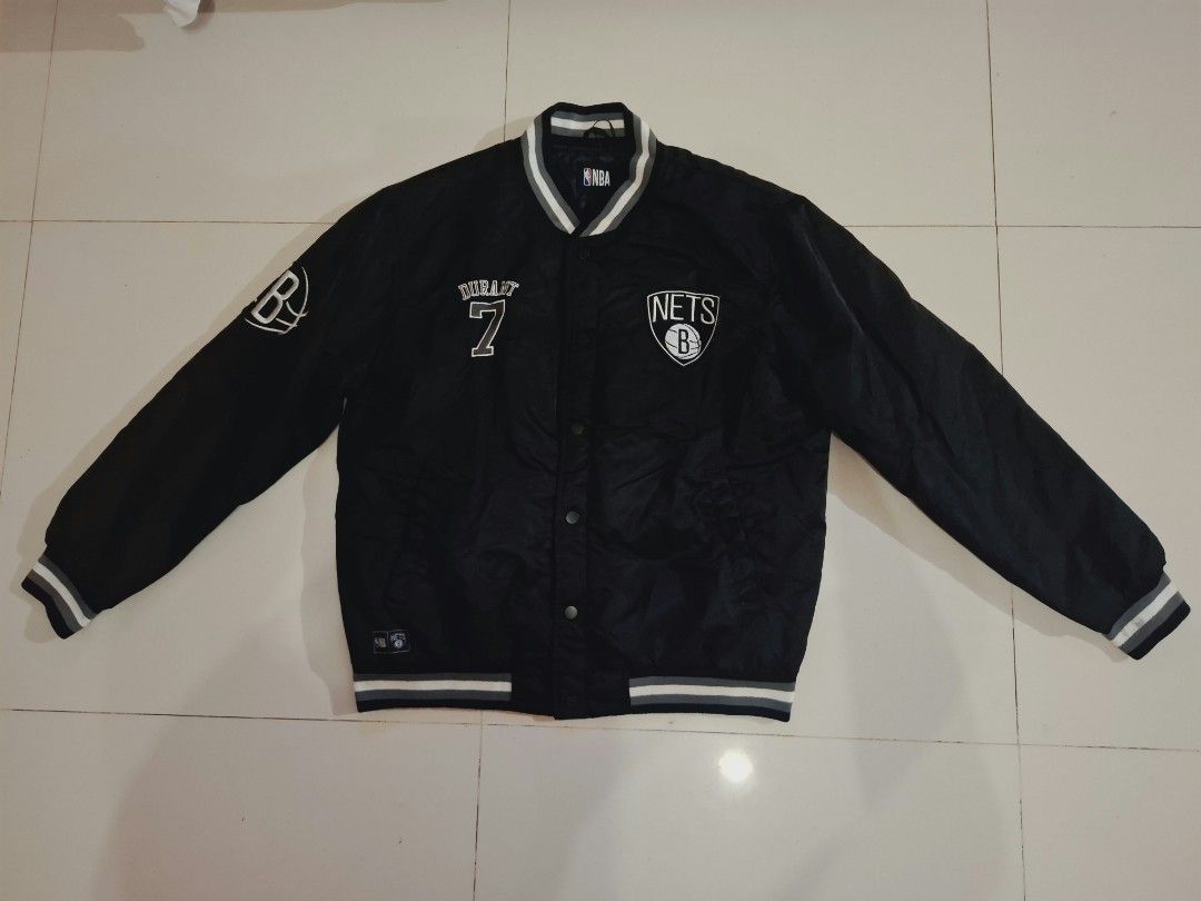 NBA X PRIMARK BROOKLYN NETS KEVIN DURANT VARSITY/BOMBER JACKET (Category: Coats, Jackets and Outerwear) located in Narvacan. Submitted by jigger85 (Listing ID 1470075554, Image 1). Description: NBA X PRIMARK BROOKLYN NETS KEVIN DURANT VARSITY/BOMBER JACKET like new no issue logo/print embroidered size: large on tag dimes: 23 1/2 x 27 loc. ilocos sur.