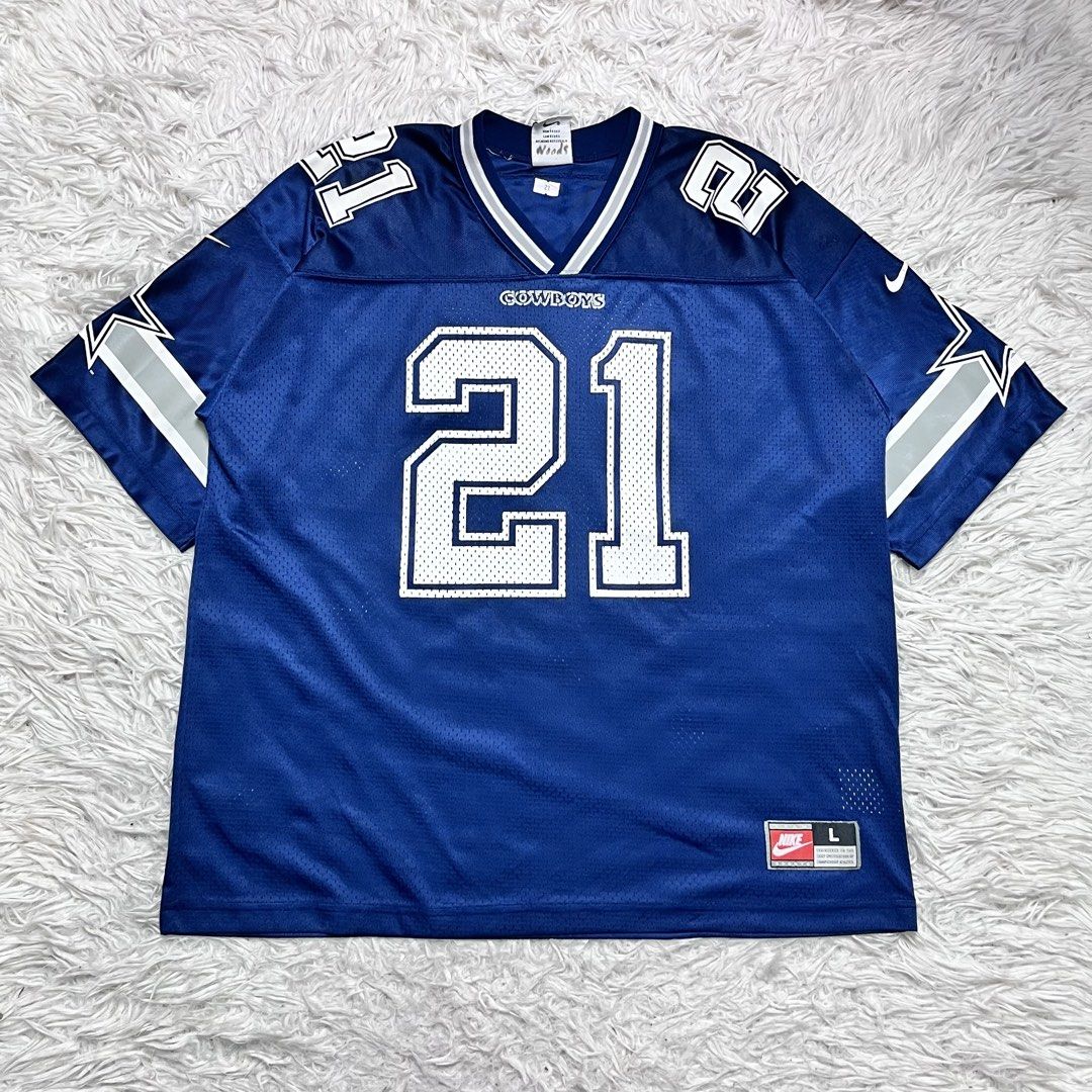 Nfl football jersey (Category: Activewear) located in Baguio. Submitted by sellingtonshop (Listing ID 1469975206, Image 1). Description: u21. Vintage Dallas Cowboys Football Jersey #21 Sanders by Nayki Size: Youth L fits M boxy fit Dimes: 27*25 Condition: excellent Issue: none Mine: 1080 Steal: 1280 Grab: 1480.