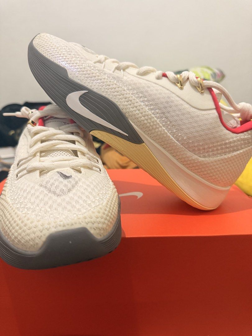 Nike S.T Flare (Category: Sneakers) located in Manila. Submitted by kathsamson72484 (Listing ID 1470010620, Image 1). Description: - Model: Nike ST Flare basketball shoes - Colorway: Soft Pearl (White mesh upper, grey Swoosh, bright red inner lining) - Details: Premium gold hardware accents on lace loops - Size: 10.5 Men's - Condition: Brand new, unworn, fresh out of the box - Packaging: Includes original orange Nike box - Trusted seller: Buy wit