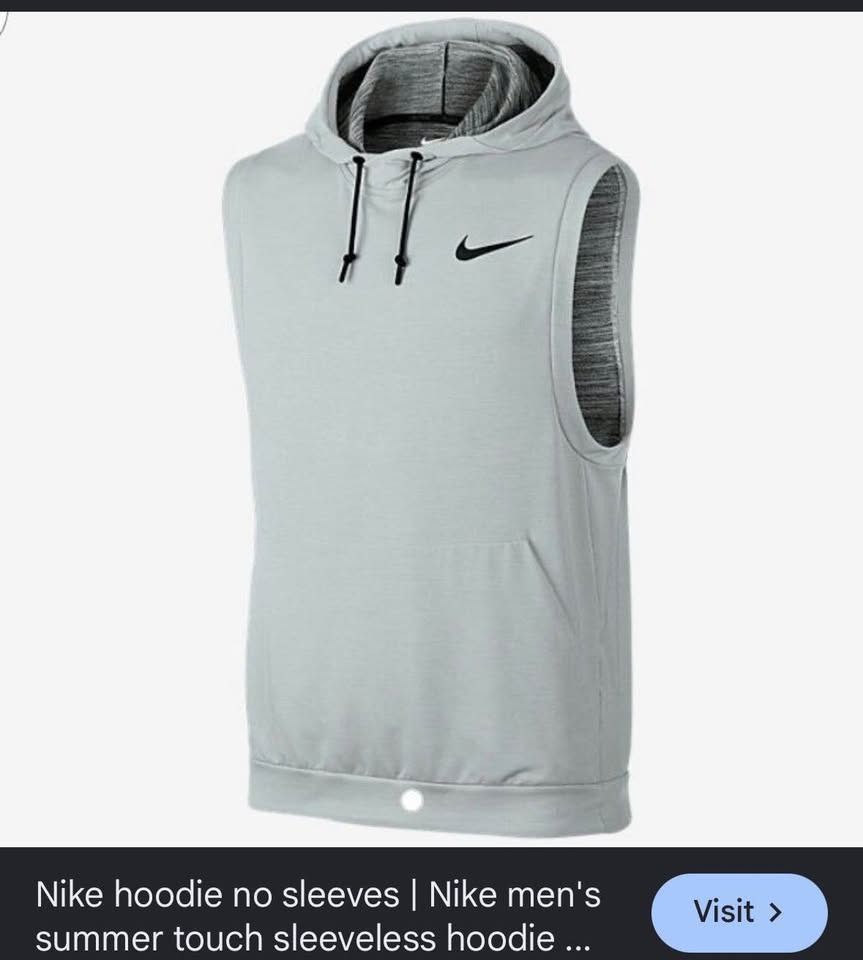 Nike Hoodie sleeveless (Category: Hoodies) located in Meycauayan. Submitted by _trip2thrift.bul (Listing ID 1470101045, Image 2). Description: Nike Hoodie sleeveless large to xl.