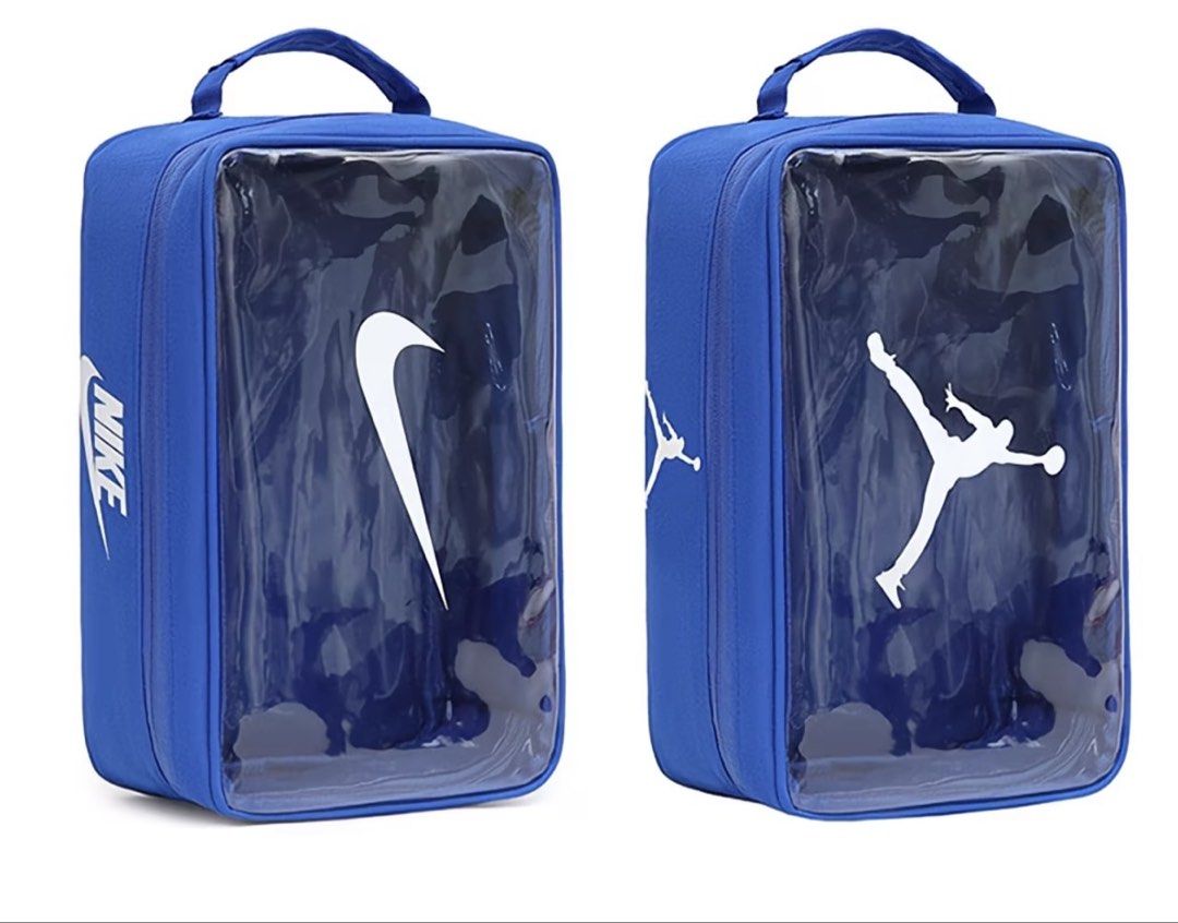 Nike Jordan Clear Shoe Storage Bag Organizer (Category: Shoe inserts & accessories) located in Manila. Submitted by cosmicfish_55bc58 (Listing ID 1469960431, Image 3). Description: - Iconic Nike & Jordan branding options - Clear transparent window to easily spot your favorite kicks - Handy top handle for effortless carrying to the gym or travel - Keeps your sneaker collection dust-free and neatly organized at home - Available in 4 stylish colors: