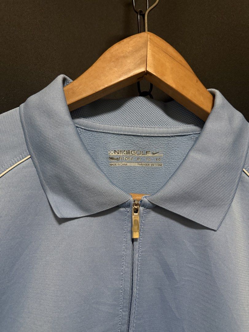Nike light blue golf pullover (Category: Coats, Jackets and Outerwear) located in Manila. Submitted by shopzeno (Listing ID 1469950034, Image 3). Description: Auth Quarter zip See photos for issue Used twice XL.