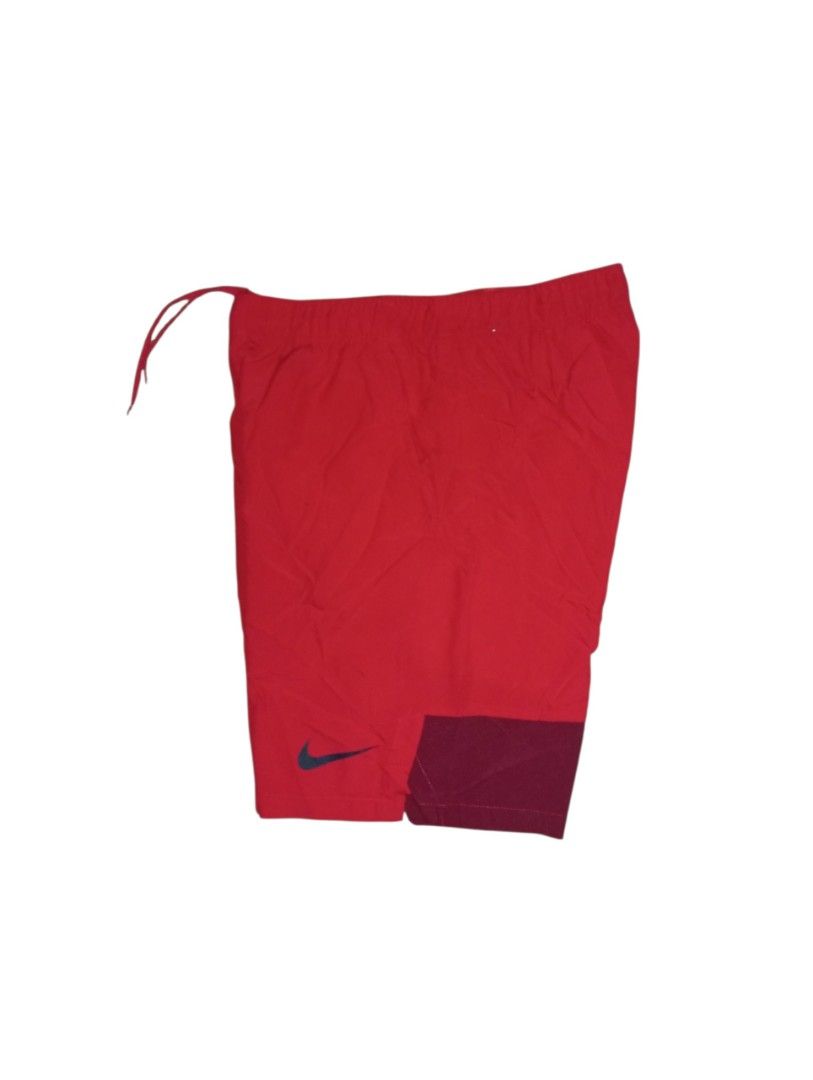 Nike Men's Dri-FIT Flex Woven Training Shorts (Category: Shorts) located in Guihulngan. Submitted by jaylordfra13193 (Listing ID 1470109992, Image 1). Description: - Brand: Nike Dri-FIT - Color: Red with burgundy contrast panel on lower right leg - Style Code: DM6617-657 - Size: Small (tag attached) - Material: 100% Polyester - Features: Elastic waistband with adjustable drawstring, dark Swoosh logo near hem - Origin: Made in Indonesia - Conditio