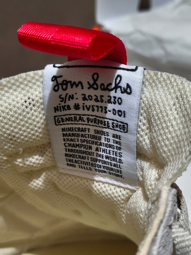Nike Tom Sachs Nikecraft General Purpose Shoe (Category: Sneakers) located in Quezon City. Submitted by gls.c (Listing ID 1469997580, Image 3). Description: - Model: Tom Sachs x NikeCraft General Purpose Shoe - Colorway: Summer Camp (Cream mesh with grey suede overlays and yellow Swoosh) - Details: Red pull tabs on heel and tongue, special tongue tag, and side print detailing - Inclusion: Original box included - Condition: Brand new / Undamaged -