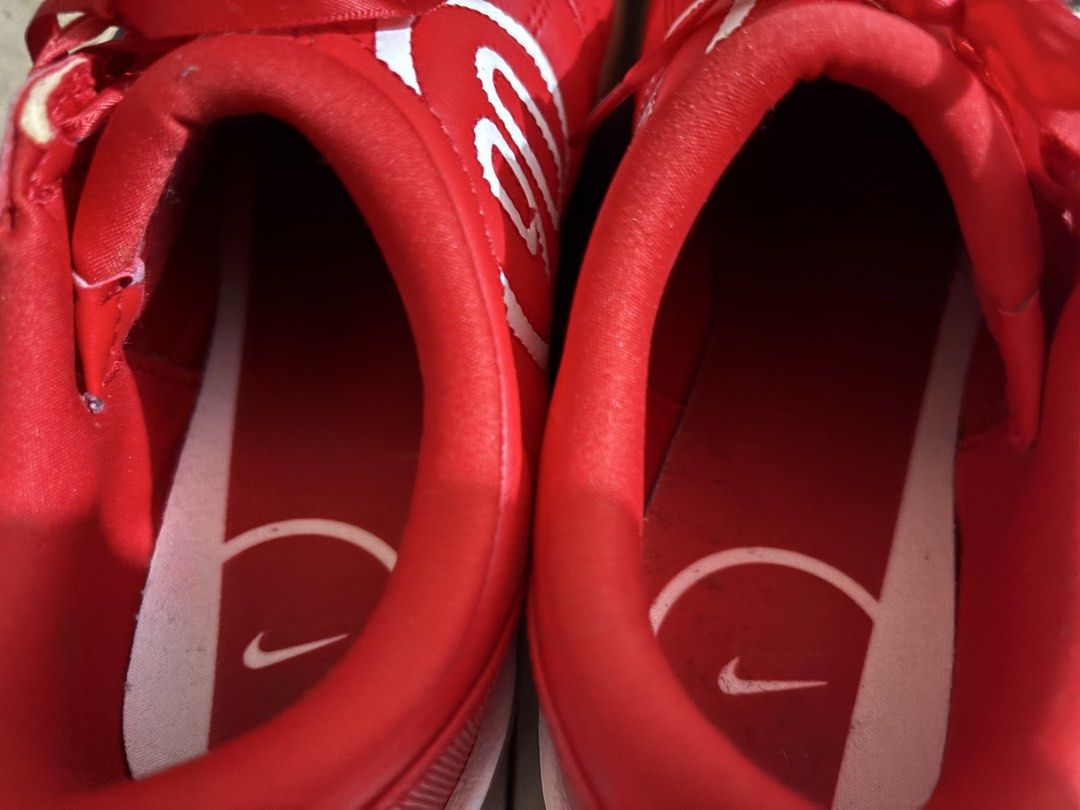 Nike Total 90 Indoor Shoes (Category: Sneakers) located in Quezon City. Submitted by ellemss (Listing ID 1470023335, Image 2). Description: - Brand/Model: Red Nike Indoor Football Shoes - Design: Classic Total 90 circular logo in white on the sides and insoles, complete with satin-like red laces - Soles: Gum rubber soles with very little wear and clean, intact grip patterns - Performance: Provides great traction, ideal for indoor courts and futsa