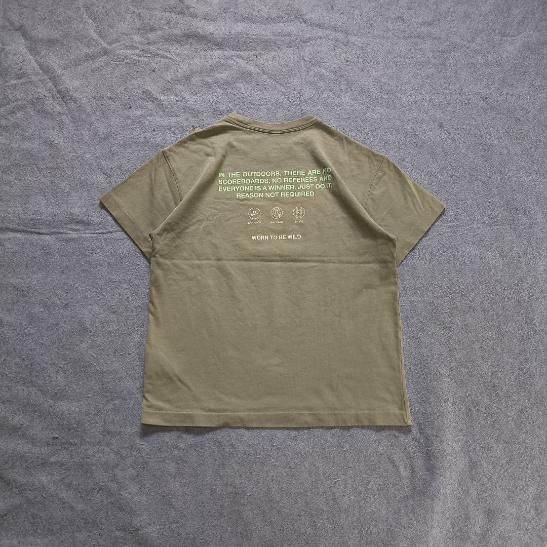 Nike Trail "Worn To Be Wild" Graphics Shirt (Category: Tshirts & Polo Shirts ) located in Manila. Submitted by shykes_26 (Listing ID 1470103662, Image 2). Description: Dimensions Width - 21 Length - 26 Size on tag - L Issues - None.
