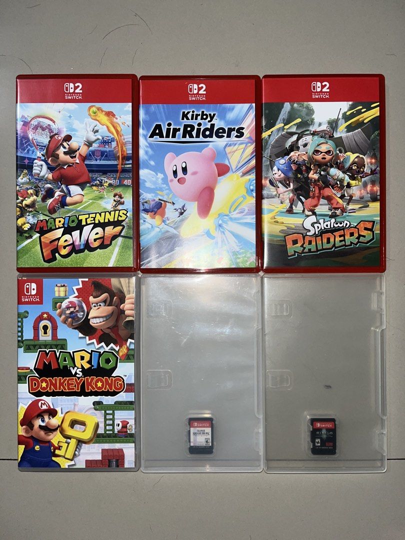 Nintendo Switch Games (Category: Nintendo) located in Manila. Submitted by reigven.shania (Listing ID 1470032842, Image 1). Description: Mario Tennis Fever Kirby Air Riders Splatoon Raiders Mario vs Donkey Kong Super Smash Bros Diablo .