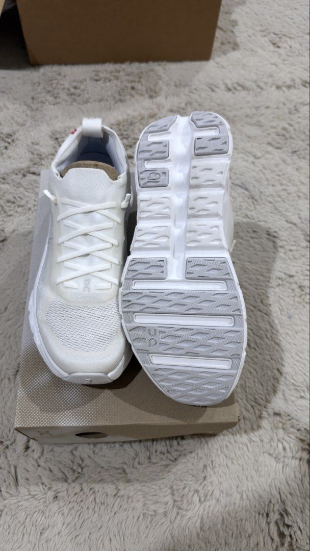 On cloudtilt moon (Category: Sneakers) located in Cavite. Submitted by kel_manalo (Listing ID 1470078896, Image 3). Description: - Model: On Cloudtilt moon - Color: White frost - Design: Breathable mesh upper with signature Cloudtec sole cushioning and Swiss engineering heel tag - Condition: Clean, out-of-box condition - Inclusions: Original cardboard shoe box and paper stuffing inside - Perfect for daily runs, gym sessions, or casual streetwear 
