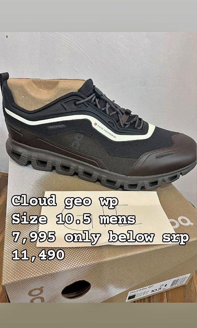 OnCloud Geo WP (Category: Sneakers) located in Makati City. Submitted by giesneak (Listing ID 1470139258, Image 1). Description: For sale OnCloud Geo WP Size 10.5 7,995 only below srp 11,490 Brand new Imus area Ship : lalamove / jnt Pm me.