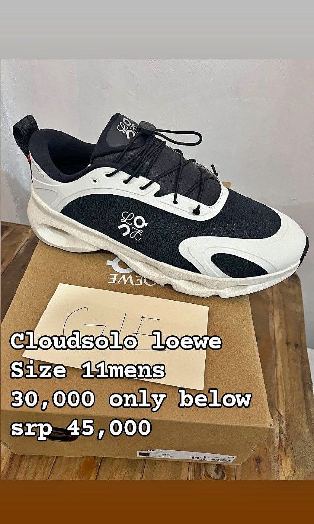 OncloudSolo Loewe (Category: Sneakers) located in Makati City. Submitted by giesneak (Listing ID 1470138539, Image 1). Description: For sale OnCloud Solo Loewe Size 11 30,000 only below srp 45,000 Brand new Imus area Ship : lalamove / jnt Pm me.
