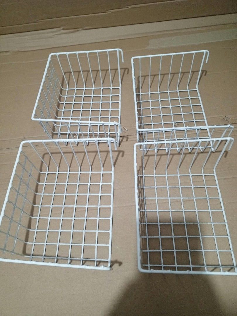Open-end wire Mesh Hanging Basket Organizer (Category: Storage Boxes & Baskets) located in Valenzuela. Submitted by jacemarie (Listing ID 1470024002, Image 1). Description: - Set of 4 white wire storage baskets metal wire with a clean white coating - Clean and ready to use (refer to pictures for exact measurements) - Good for Sari-sari Store.