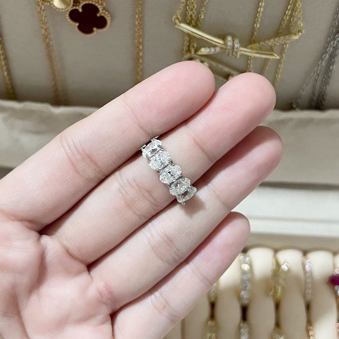OVA HALF ETERNITY MOISSANITE S925 RING (Category: Rings) located in Talavera. Submitted by curatedbykhy (Listing ID 1470098597, Image 1). Description: adjustable size s925 material (with markings) non-cert (forgot to ask for certification😢) guaranteed genuine moissanite stones.