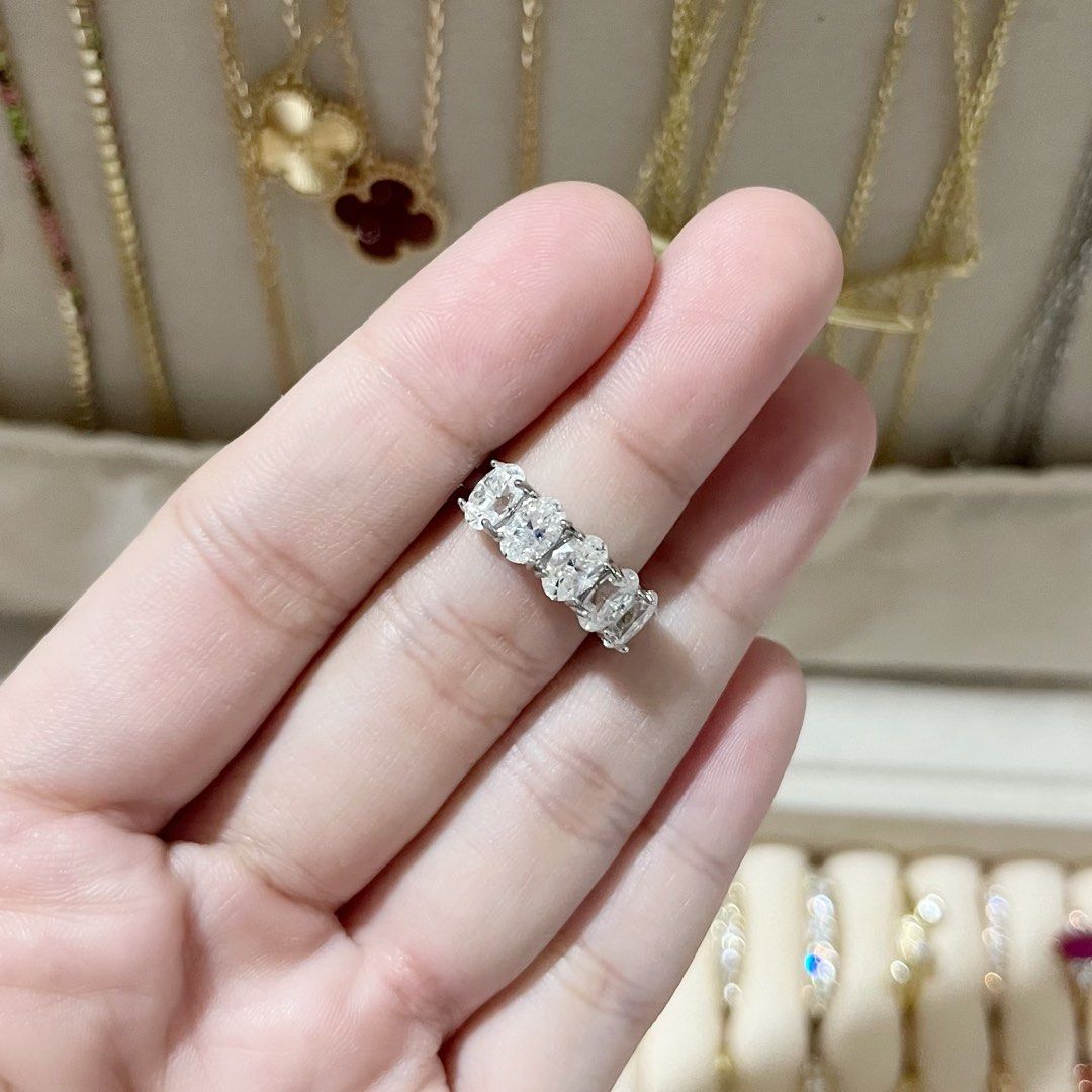 OVA HALF ETERNITY MOISSANITE S925 RING (Category: Rings) located in Talavera. Submitted by curatedbykhy (Listing ID 1470098597, Image 2). Description: adjustable size s925 material (with markings) non-cert (forgot to ask for certification😢) guaranteed genuine moissanite stones.