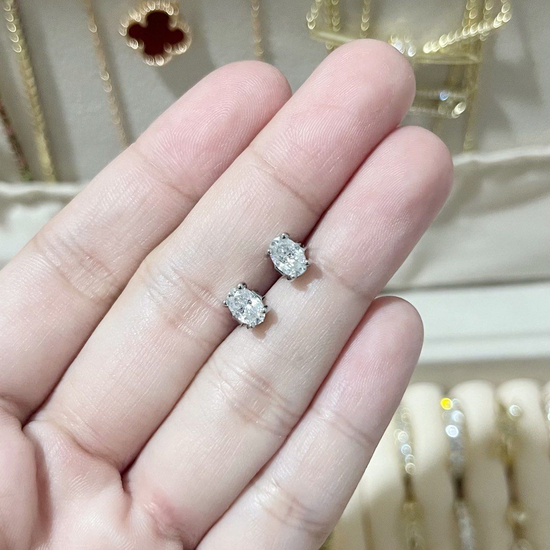 OVAL MOISSANITE STUD EARRING (Category: Earrings) located in Talavera. Submitted by curatedbykhy (Listing ID 1470074690, Image 1). Description: super nice and dainty! pwede pang piercing🥰 — with s925 marking in needle part — can pass tester (non cert).