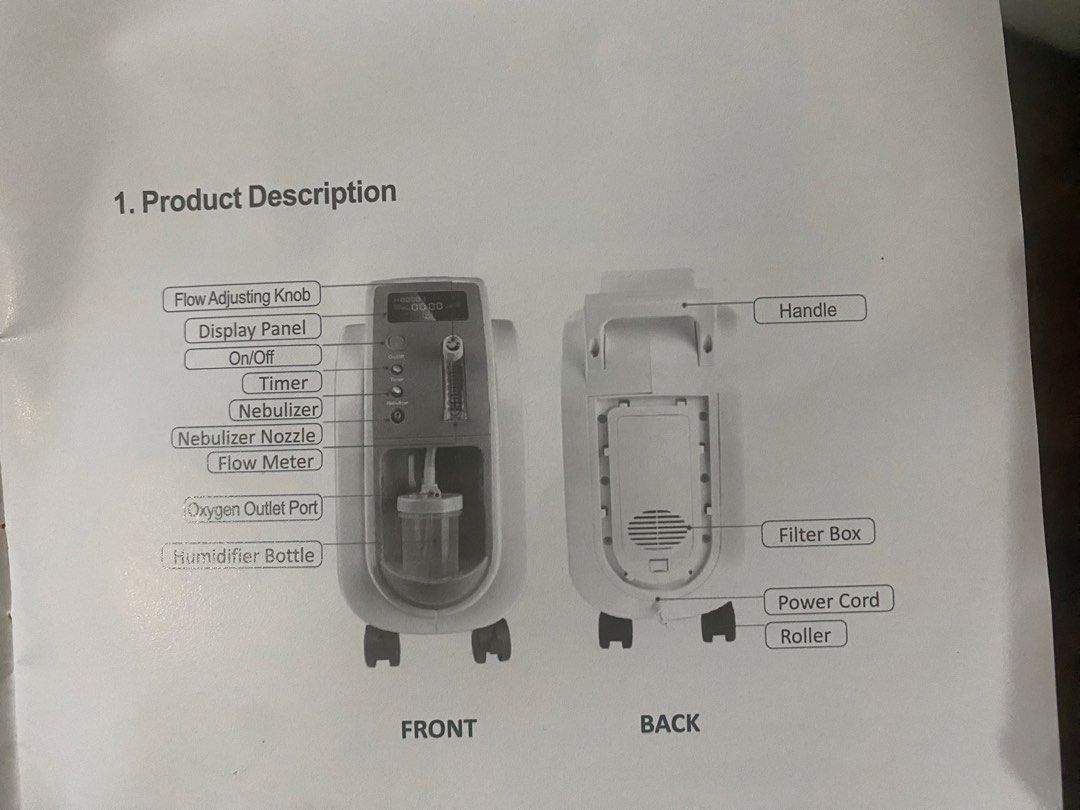 Owgels Oxygen Concentrator Model ZY-803 (Category: Medical Supplies & Tools) located in Marikina City. Submitted by mykjet_fish (Listing ID 1470060595, Image 3). Description: Owgels Oxygen Concentrator (Model ZY-803) with Nebulizer function - Delivers 93% oxygen purity at 1 LPM - Ideal for home care and medical use - Powers on successfully with working blue display panel and controls - Complete set: includes humidifier bottle, nasal tubing, and u