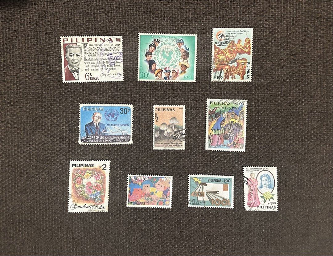 Philippine stamps various 10 pcs, used (Category: Stamps & Prints) located in Binan City. Submitted by impulsebuyer12 (Listing ID 1470053348, Image 1). Description: For collection purposes.
