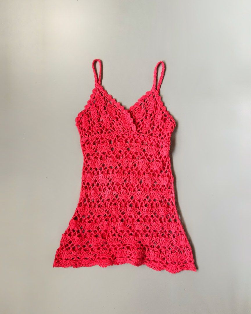 Pink Crochet Summer Mini Dress (Category: Dresses) located in Los Banos. Submitted by hotlinevintage777 (Listing ID 1470128086, Image 2). Description: — s to m .