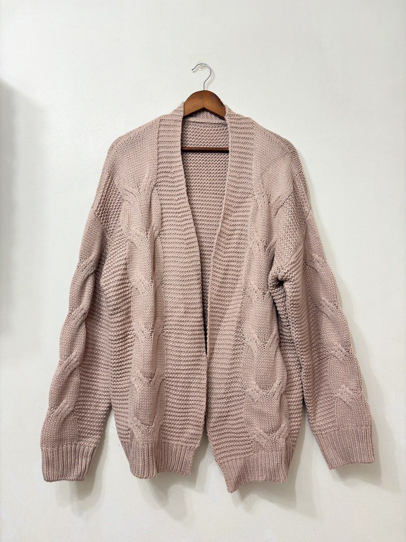 Pink Knitted Cardigan (Category: Coats, Jackets and Outerwear) located in Mabalacat. Submitted by softlyworn.ph (Listing ID 1470089199, Image 1). Description: Pink Knitted Cardigan Size L-2XL Frames.