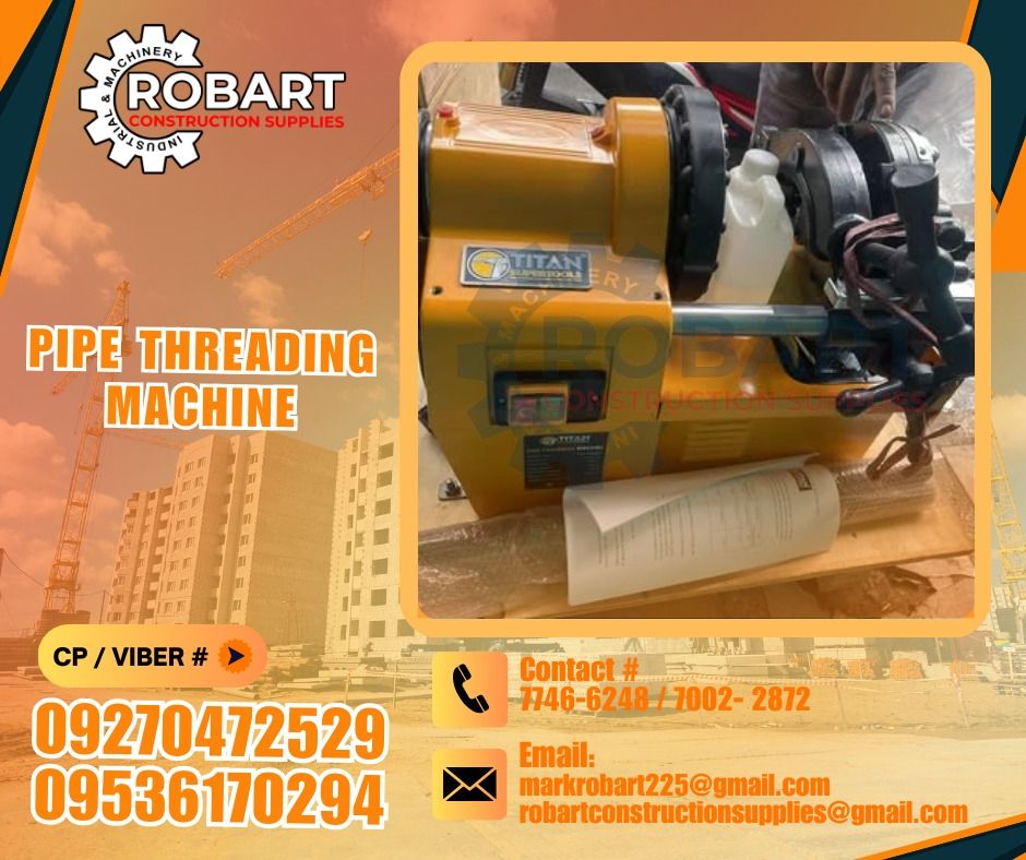 Pipe Threading Machine (Category: Construction Tools & Equipment) located in Manila. Submitted by mark.robart527 (Listing ID 1470018545, Image 1). Description: Pipe Threading Machine 𝑹𝑶𝑩𝑨𝑹𝑻 𝑪𝑶𝑵𝑺𝑻𝑹𝑼𝑪𝑻𝑰𝑶𝑵 𝑺𝑼𝑷𝑷𝑳𝑰𝑬𝑺 Office Address: 1405 Yuseco St. Sta Cruz Manila SEND US MESSAGE FOR INQUIRIES ‼️ ‼️ Glbe - (𝟢𝟫𝟤𝟩-𝟢𝟦𝟩-𝟤𝟧𝟤𝟫) T.M. - (𝟢𝟫𝟧𝟥-𝟨𝟣𝟩-𝟢𝟤𝟫𝟦) Vibr - (𝟢𝟫𝟤𝟩-𝟢𝟦𝟩-𝟤𝟧𝟤𝟫) Landline: (𝟩𝟩𝟦𝟨-𝟨𝟤𝟦