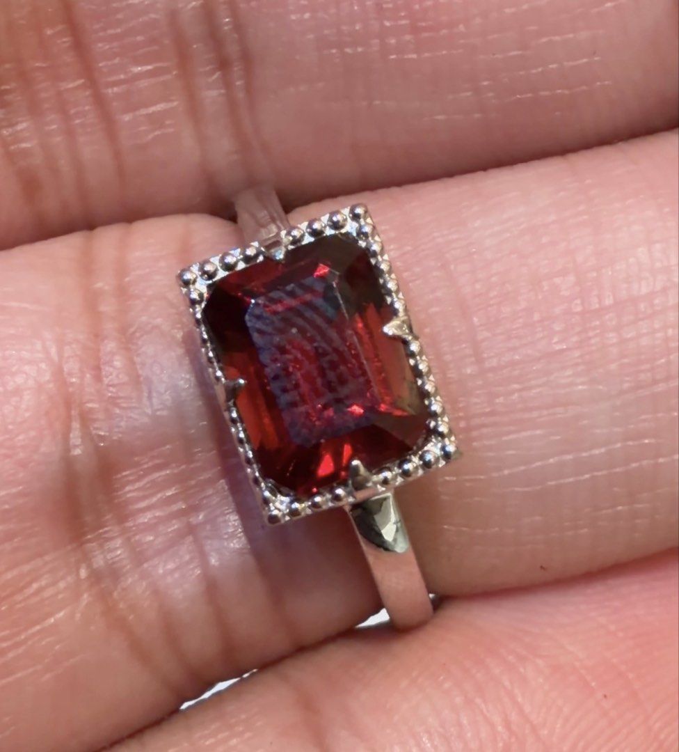 Platinum Garnet Ring (Category: Rings) located in Las Pinas. Submitted by houseofgems0 (Listing ID 1470090374, Image 3). Description: Platinum Garnet Ring Details: - PT950 | 4.2 grams - Size: 6 - 1 emerald-cut natural garnet - Total Carat Weight: 1.4ct stamped - PRICE: ₱22,000 💎 All items are 100% AUTHENTIC/PAWNABLE. 💎 LAYAWAY AVAILABLE Send us a message to inquire..