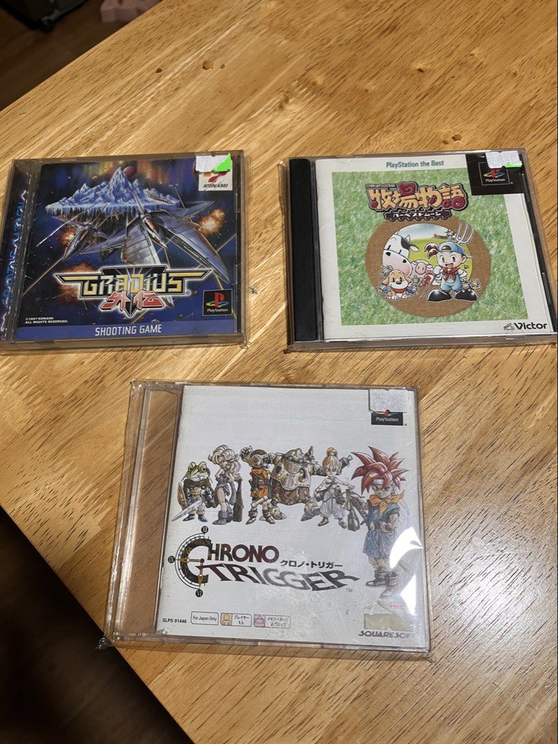 Playstation 1-- bundle games (Category: PlayStation) located in Quezon City. Submitted by ArtsyLife1012 (Listing ID 1470137654, Image 1). Description: Gradius Harvest Moon Chrono Trigger Take all sa 2k Bargain Price Grab /lalamove pick up delivery Loc: T soraave, Qc Gcash/ BPI payment.