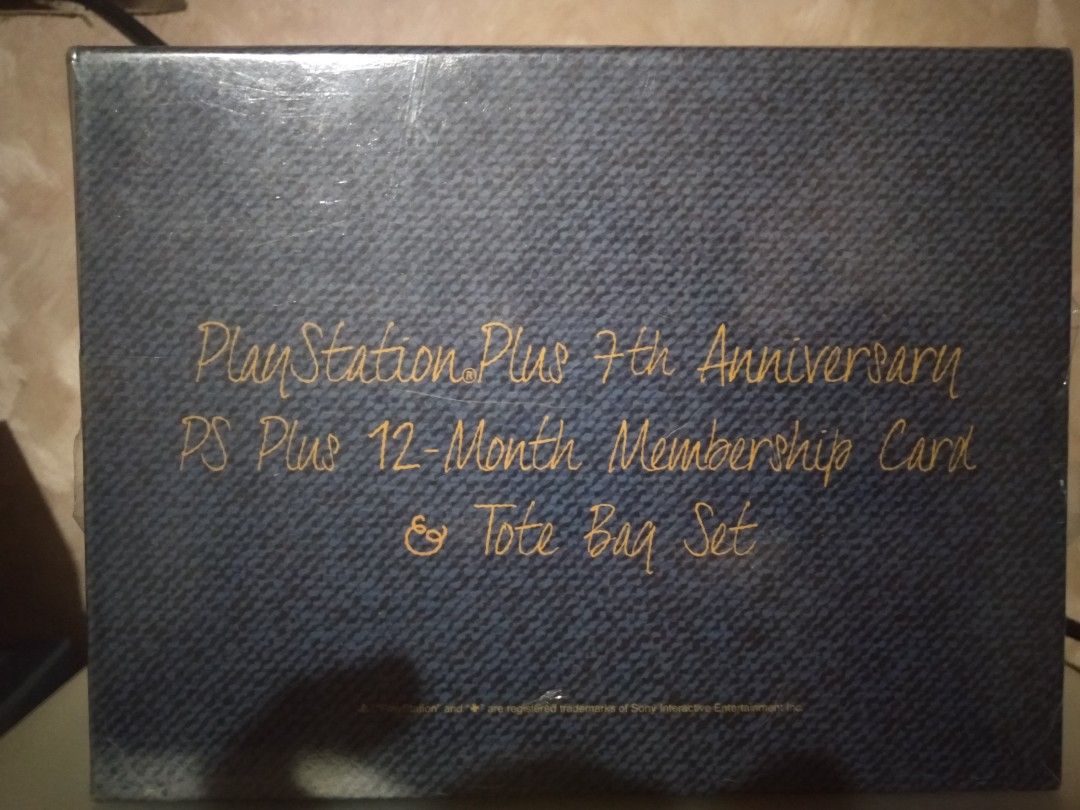PlayStation Plus 7th Anniversary Tote Bag (Category: Tote Bags) located in Cavite. Submitted by emilgarcia09 (Listing ID 1469953356, Image 2). Description: - Official Sony Interactive Entertainment rare collector's item - Commemorative 7th Anniversary PlayStation Plus box set - Comes with an exclusive custom tote bag - Packaged in a unique, stylish denim-patterned storage box - Perfect for PlayStation fans and collectors.