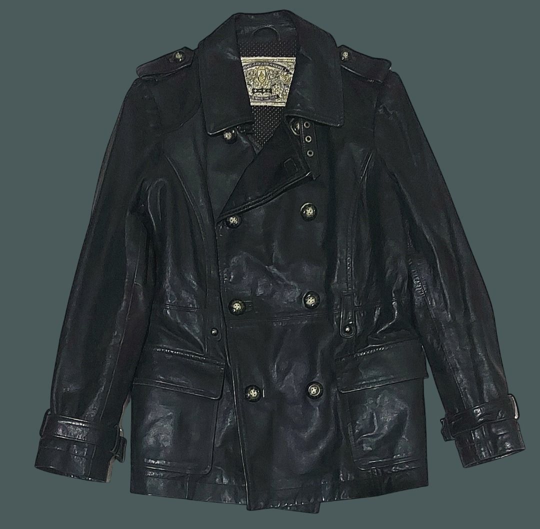 Plus Minus Time Divide Leather Jacket by Asami Imajuku (Category: Coats, Jackets and Outerwear) located in Baguio. Submitted by pure_vntg53 (Listing ID 1469962737, Image 1). Description: Brand: +-×÷ (Plus Minus Time Divide) by designer Asami Imajuku Item: Double-Breasted Heavy Lambskin Leather Military Trench Coat Material: 100% Genuine Premium Leather (incredibly soft, supple hide) Size: Small (S) Lining: Black & White Polka Dot Accent Lining A 