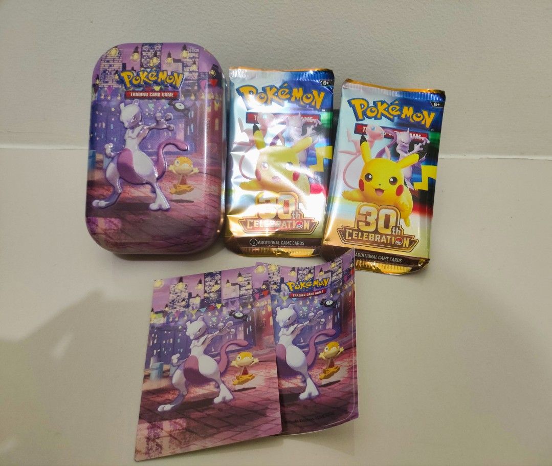 Pokemon 30th EN Mini Tin (Category: Card Packs) located in Manila. Submitted by allanhs (Listing ID 1470041180, Image 1). Description: Pokemon 30th Mini Tin Mewtwo Design FIXED PRICE. Fresh from gameline, purchase today 10/24. Quick flip lang. Location: Gil Puyat/Taguig.