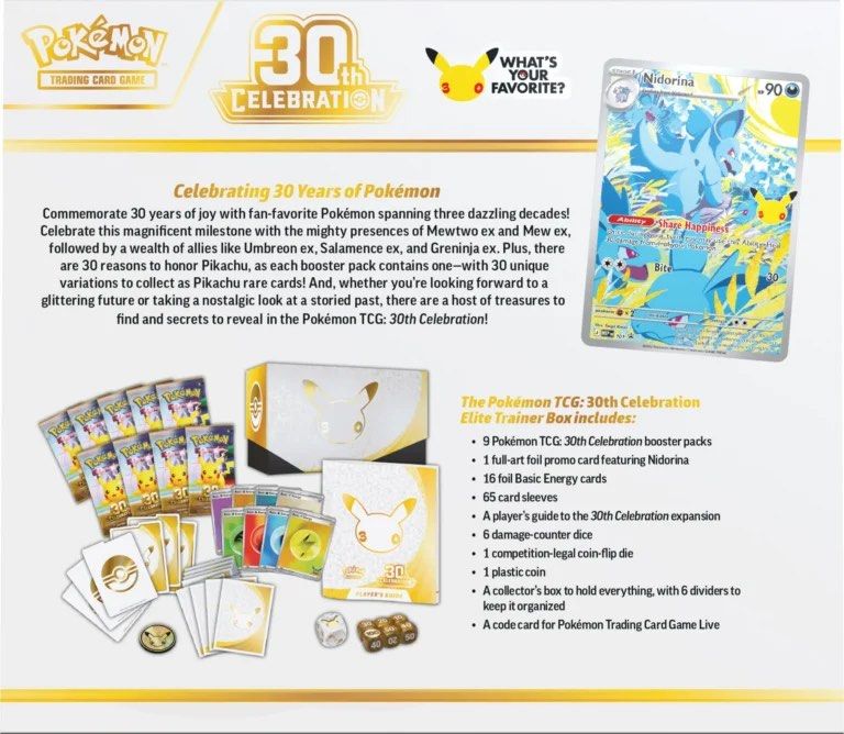Pokémon 30th Celebration Elite Trainer Box (ETB) English, Toys ...