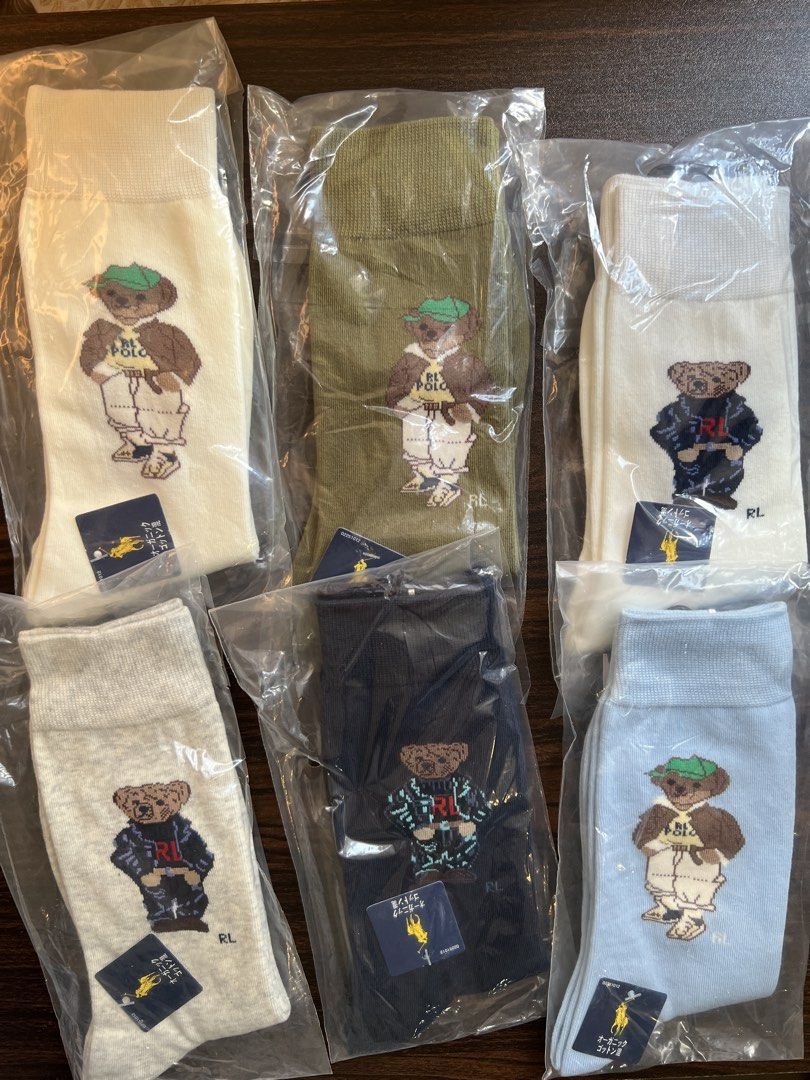 Polo Ralph Lauren Bear Socks Multiple Colors Available (Category: Socks) located in Makati City. Submitted by ciriacoria (Listing ID 1470053538, Image 1). Description: - 100% Authentic Polo Ralph Lauren Polo Bear socks - Made in Japan with high-quality organic cotton blend - Brand new, sealed in original plastic packaging with tags attached - Colors available: White, grey, black, green, and blue - Perfect for adding classic style to your daily ou