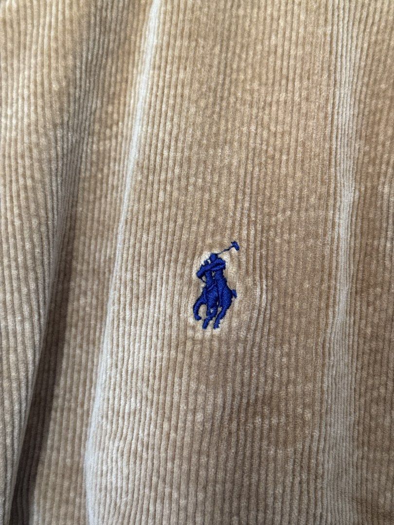 Polo Ralph Lauren Corduroy Jacket (Category: Coats, Jackets and Outerwear) located in Dasmarinas. Submitted by akelvin23 (Listing ID 1470112376, Image 2). Description: Not sure of the origin so I'm NOT selling it as original. - Brand: Polo Ralph Lauren - Item: Tan Corduroy Harrington Jacket - Size: Small - Details: Full zip front, buttoned mock neck, ribbed hem & cuffs, front button flap pockets - Branding: Iconic blue embroidered pony logo on ch