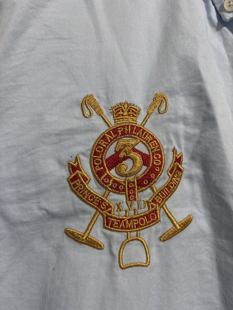 Polo Ralph Lauren Oxford (Category: Tshirts & Polo Shirts ) located in Muntinlupa City. Submitted by owrayttttt (Listing ID 1470126298, Image 3). Description: - Polo Ralph Lauren Oxford - Large on tag - Dimes is 21x27-28 - With tags - Minor flaws, small dot below the patch and number 3 patch has loose stitch - Free shipping via j&t.