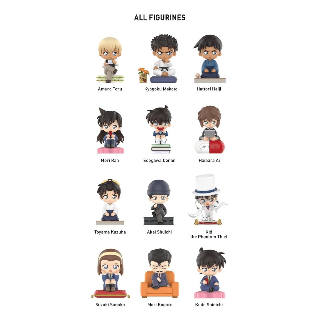 [Pop Mart] Detective Conan Classic Character Series (Category: Designer & Blind Box Toys) located in Valenzuela. Submitted by littlechopletsph (Listing ID 1470066752, Image 3). Description: P800 EACH / P750 EACH IF BUYING 3 OR MORE Amuro Toru Kyogoku Makoto Hattori Heiji Mori Ran Edogawa Conan Haibara Ai Toyama Kazuha Akai Shuichi Kid the Phantom Thief Suzuki Sonoko Mori Kogoro Kudo Shinichi - Opened box, sealed foil MOP: Gcash/BPI MOD: J&T/SDD.