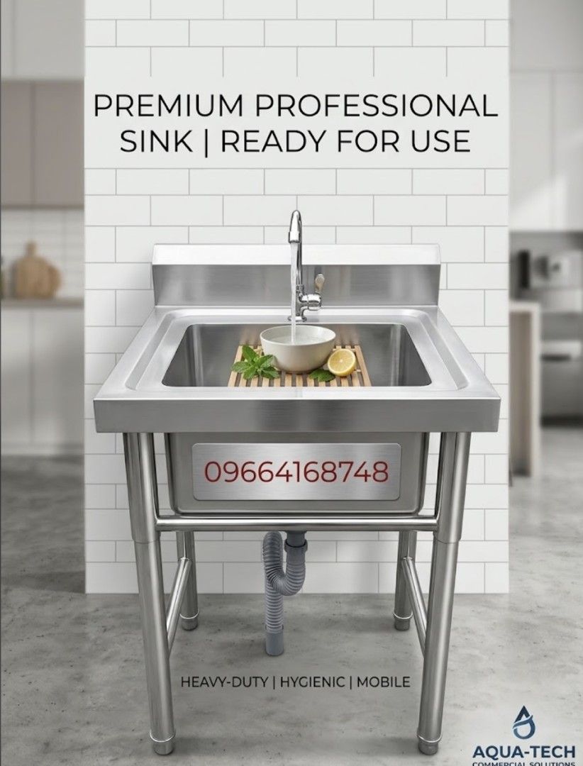 PORTABLE STAINLESS SINK FOR SALE (Category: Bathroom & Kitchen Fixtures) located in Manila. Submitted by davearonda40644 (Listing ID 1470134467, Image 1). Description: PORTABLE STAINLESS SINK FOR SALE DETACHABLE STAND 304 STAINLESS STEEL MADE 1.0MM THICKNESS BRAND NEW IN STOCK 2AVAILABLE SIZE 50X50X80CM 60X60X80CM 100x50x80cm 120x60x80cm 175x60x80cm FIX SIZE AND DESIGN READY MADE.
