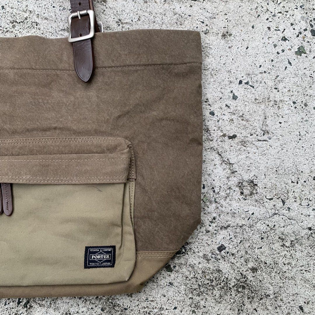 Porter Bridge Tote Bag (Category: Belt bags, Clutches and Pouches) located in Cavite. Submitted by francuhstuff_ph (Listing ID 1470008757, Image 3). Description: Porter Bridge Tote Bag Medium to Large Length: 13 Width: 19 Depth: 6.8 Strap drop: 8 Used good condition Minor flaw.