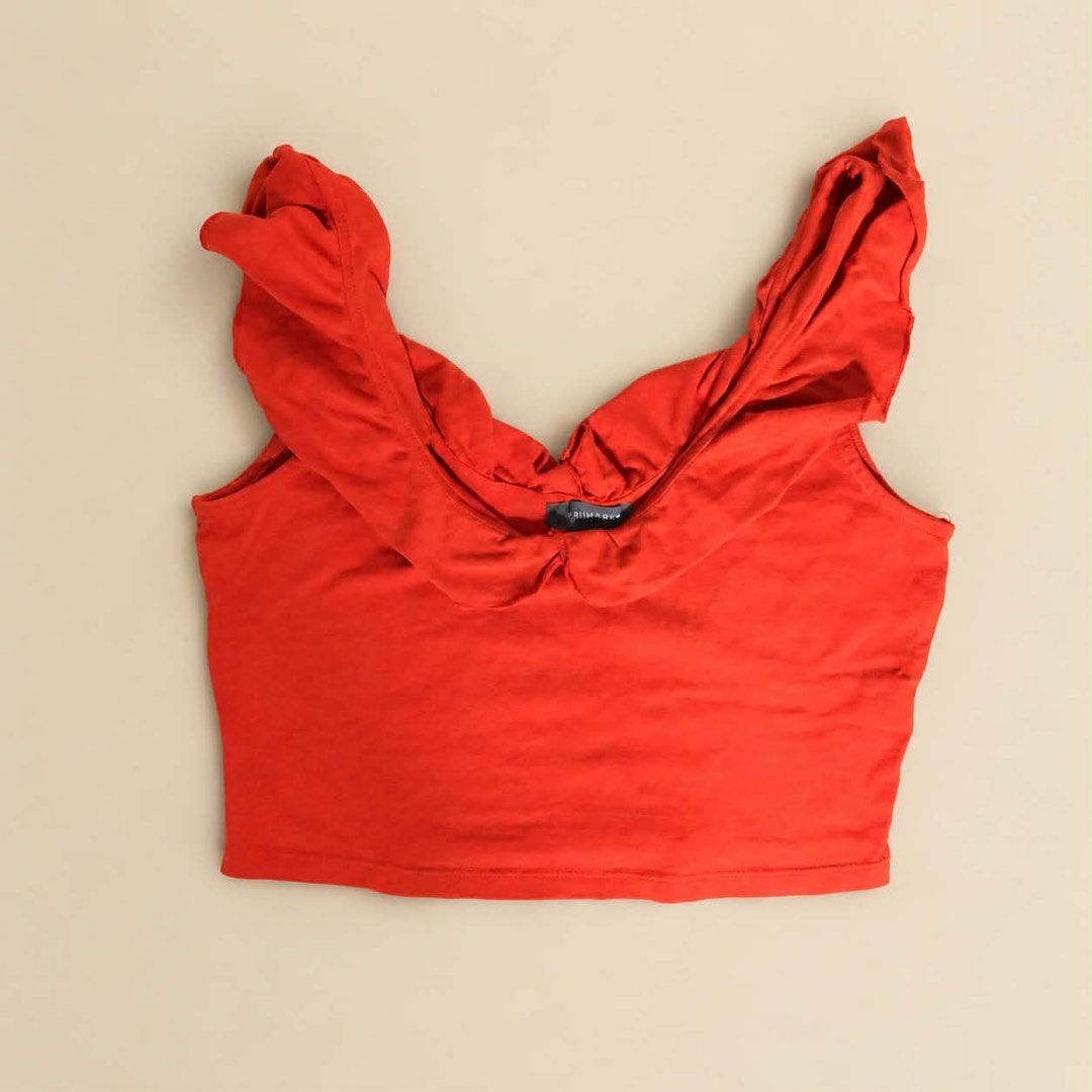Primark Red Ruffle Strap Crop Top (Category: Others Tops) located in Cavite. Submitted by rareclothing.ph (Listing ID 1470024134, Image 1). Description: .