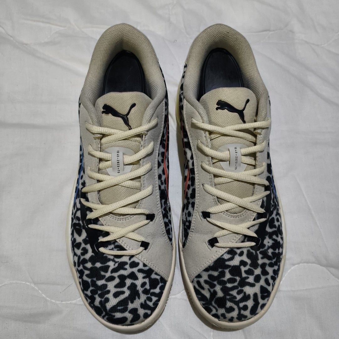 Puma All-Pro Nitro Clyde's Closet Size 10 US (Category: Sneakers) located in Pasig City. Submitted by tomden (Listing ID 1470022448, Image 3). Description: Condition: Excellent Used Condition (9-9.5/10) Size: 10 US Men's / 9 UK / 43 EUR / 28 CM Colorway: Alpine Snow / Black / Leopard Print Inclusions: Shoes only (No original box) Selling my authentic Puma All-Pro Nitro basketball shoes. This is the limited "Clyde's Closet" edition celebrating Wal