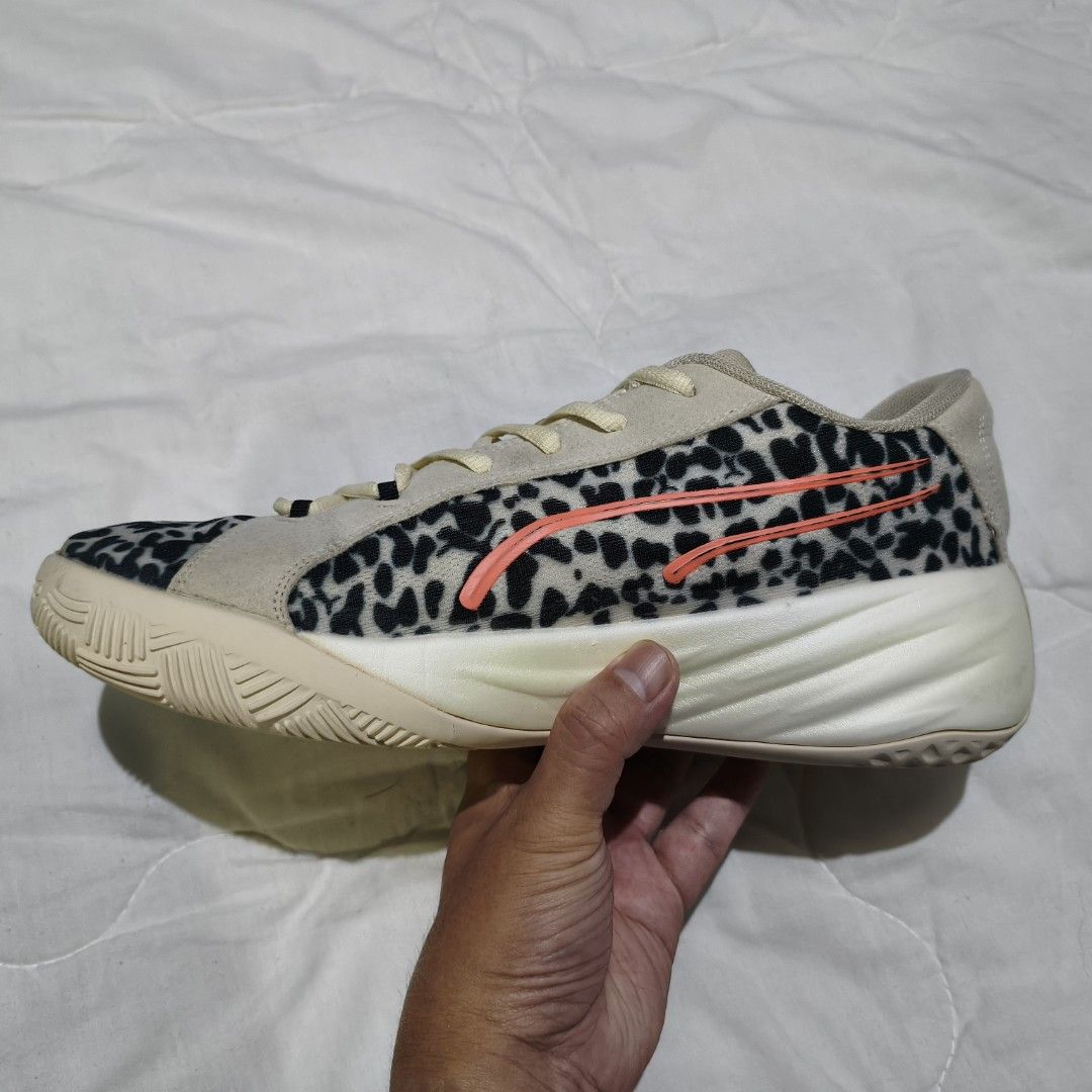 Puma All-Pro Nitro Clyde's Closet Size 10 US (Category: Sneakers) located in Pasig City. Submitted by tomden (Listing ID 1470022448, Image 2). Description: Condition: Excellent Used Condition (9-9.5/10) Size: 10 US Men's / 9 UK / 43 EUR / 28 CM Colorway: Alpine Snow / Black / Leopard Print Inclusions: Shoes only (No original box) Selling my authentic Puma All-Pro Nitro basketball shoes. This is the limited "Clyde's Closet" edition celebrating Wal